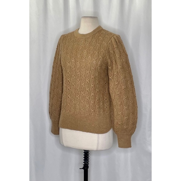 NWT!! J. CREW Balloon Sleeve Cable Knit Sweater Pale Clay Tan Brown X-Small - Picture 6 of 15